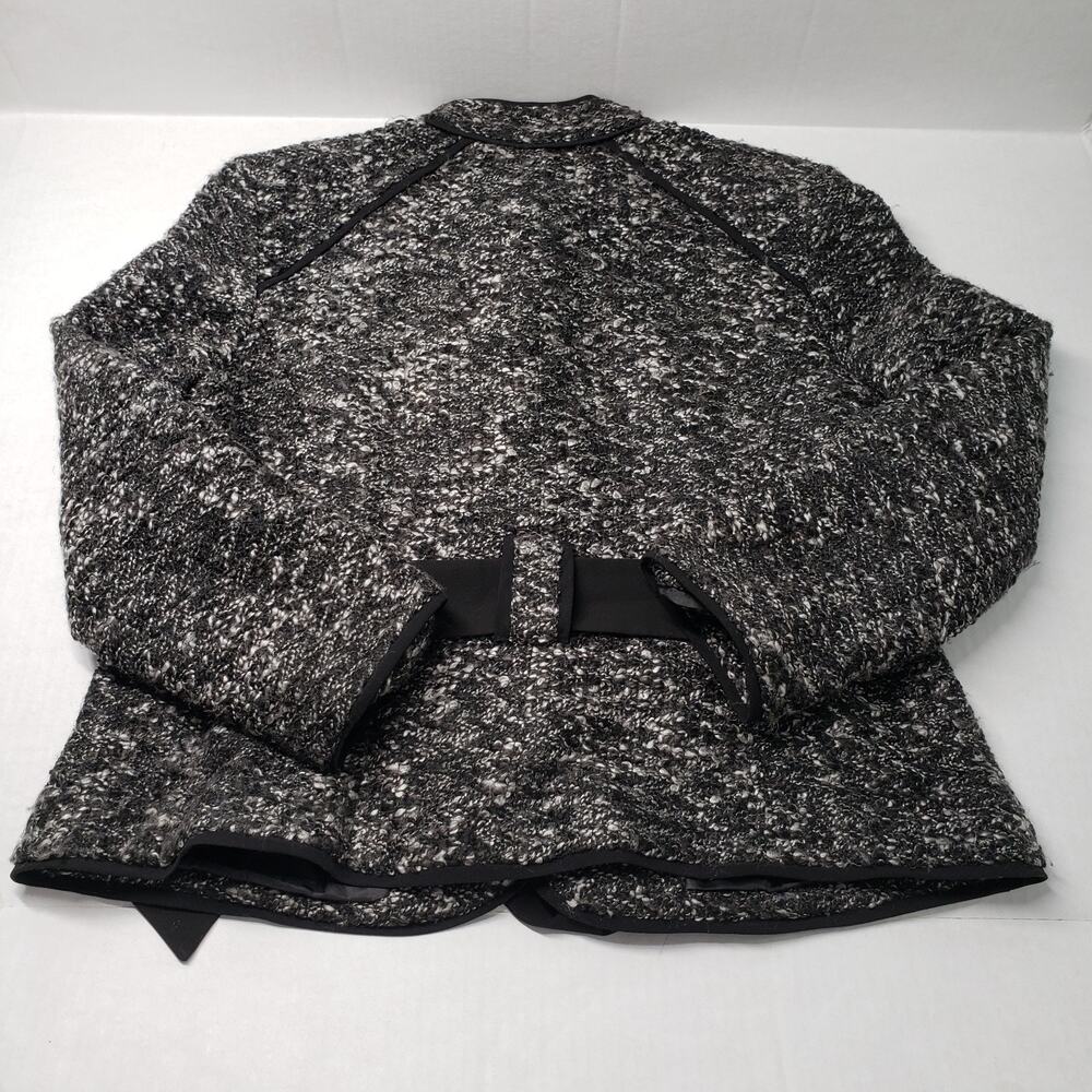 Sandro Sportswear Tweed Belted Boucle Jacket Womens XL Petite Black White Blazer - Picture 16 of 16